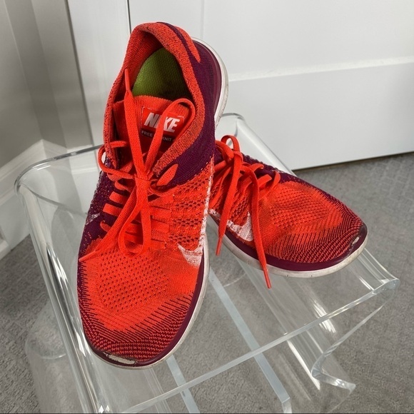 💙 NIKE Free RN Flyknit Bright Orange Sneakers - Picture 6 of 6